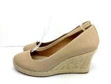 J. Crew Women's Seville Pump Size 9.5 Wedge Heel Espadrille Tan Canvas NEW