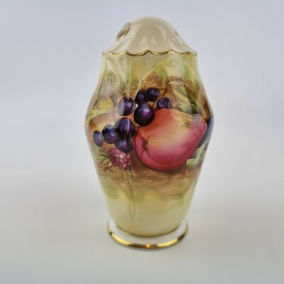 Vintage Aynsley Bobe Porzellan Zuckergießer ? /Shaker verziert mit Früchten 12 cm hoch