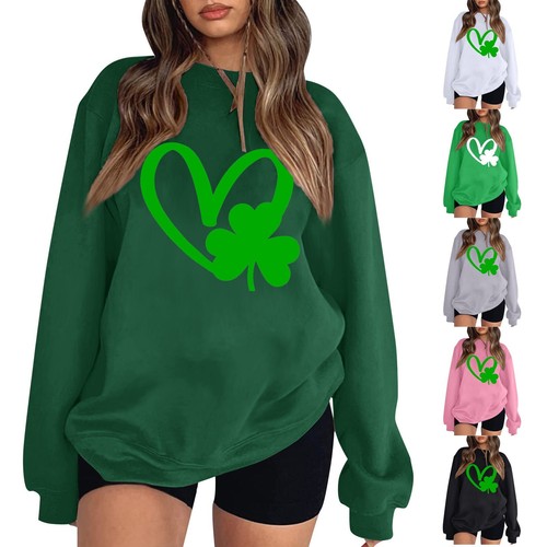 St Patrick's Day Lucky Gym Shirt Women Casual Long Sleeve Shamrock Sweatshirt
