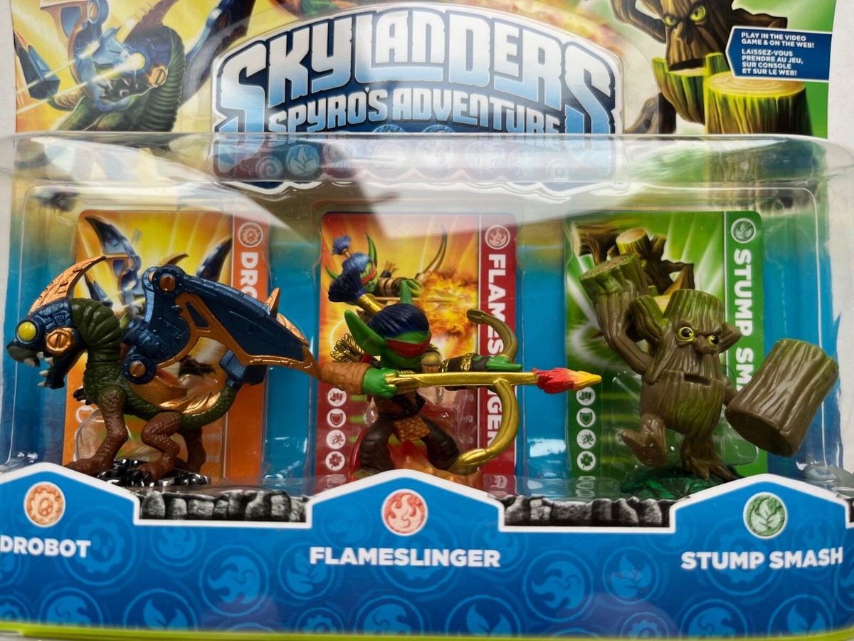 SKYLANDERS Spyro's Adventure DROBOT With FLAMESLINGER &amp; STUMP SMASH In
