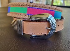 Nuovo Women's VTG 80's 90's Color Block Southwestern Braided Cowgirl Belt Large