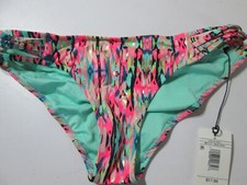 NWT Shade Shore Womens Size S Bikini Bottom Pink Multi Cheeky Straps Side Swim