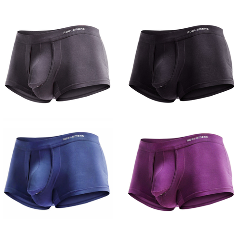 3PCS Mens Long Boxer Briefs Sport Underwear Set Separate Scrotum Balls