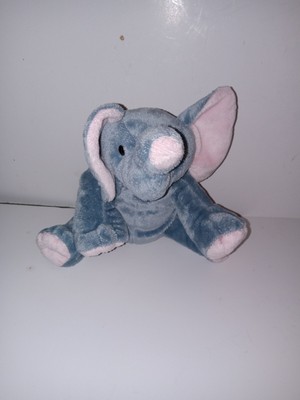 Ty Pluffies Winks Gray Elephant Plush 10  Plastic Eyes Stuffed Animal 2011 Pink