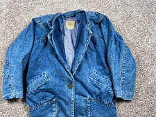90s Oversized Denim 1-Button Blazer Women's Small - Medium Blue Stone Wash Lined