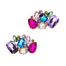 2Pcs Brilliant Multicolored Crystal Shoe Clips Removable Rinestone Shoe Buckl...