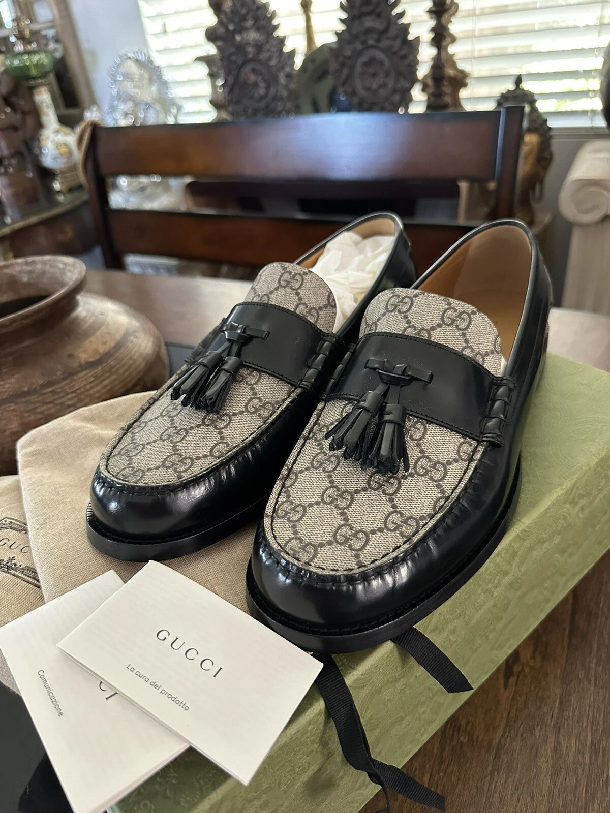 Mocassins monogramme pour hommes Gucci GG Supreme taille 11G fabriqués en Italie