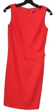 Ann Taylor Womens Dress 0 Red Straight Sleeveless Lined Ruffle