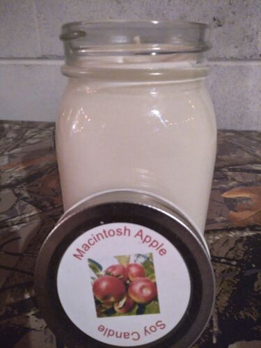 Macintosh Apple  | Strong Scented | Soy Candle | 16 oz. jar | Homemade - Picture 1 of 11