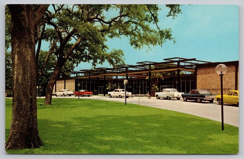 Lakeland Florida Public Library 1950s Chevy Bel Air Impala Convertible Postcard