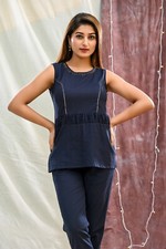 Traditional Sleeveless Top and Straight Pant Regular Co-Ord Set for Women