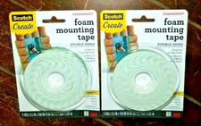 2 x Scotch Double Sided Foam Mounting Tape (Each Roll 0.5in x 150in) #4013-CFT