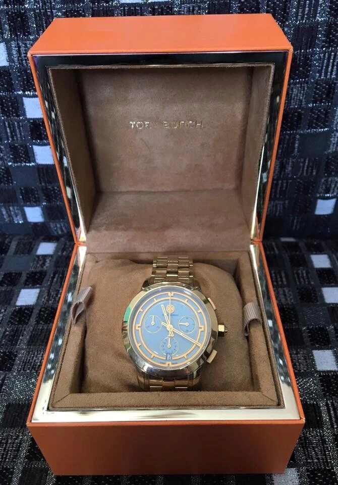 Orologio Tory Burch Donna Autentico Tono Oro Cronografo 37 mm Made in Svizzera TRB1021
