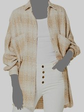 695 Iro Women Beige White Knit Glenac Ombre Oversized Jacket EU Size 32/ US XXS