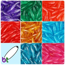 BeadTin Transparent 19mm Spaghetti Plastic Beads (150pcs) - Color choice