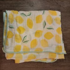 Cloud Island Lemons Cotton Muslin Swaddle Baby Blanket Green PomPom Edge target