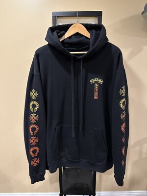 Chrom Hearts Gradient Bar Logo Black Pullover Hoodie