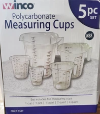 Winco Measuring Cup Set 4-Pce Full-Tang Polycarbonate Clear Durable Kitchen Tool