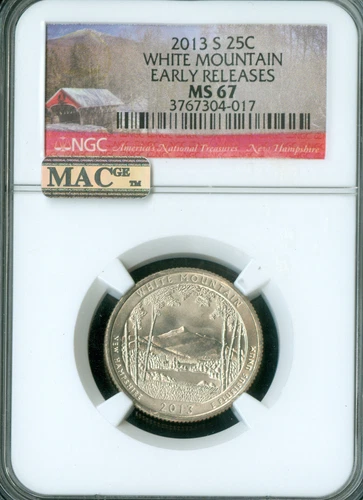 2013 S WHITE MOUNTAIN QUARTER NGC MS67 E.R. 2ND FINEST REGISTRY MAC SPOTLESS *