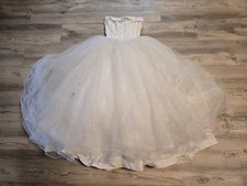 David's Bridal Michaelangelo Wedding Dress Sz 2 White Beaded Strapless