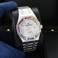 Audemars Piguet Royal Oak Watch 41MM Diamond Pave Diamond Baguette Index Mark... 7