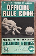 Vintage Billiard Games Rule Book by Billiard Congress of America 1950 Carom
