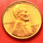1947-S Lincoln Wheat Cent Penny GEM RD BU From an Original Bank Roll