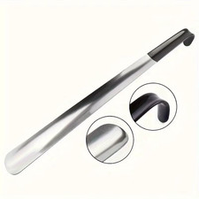 1Pc 16.5-Inch Stainless Steel Pair Shoehorn with a Black Handle Makes It Easy to