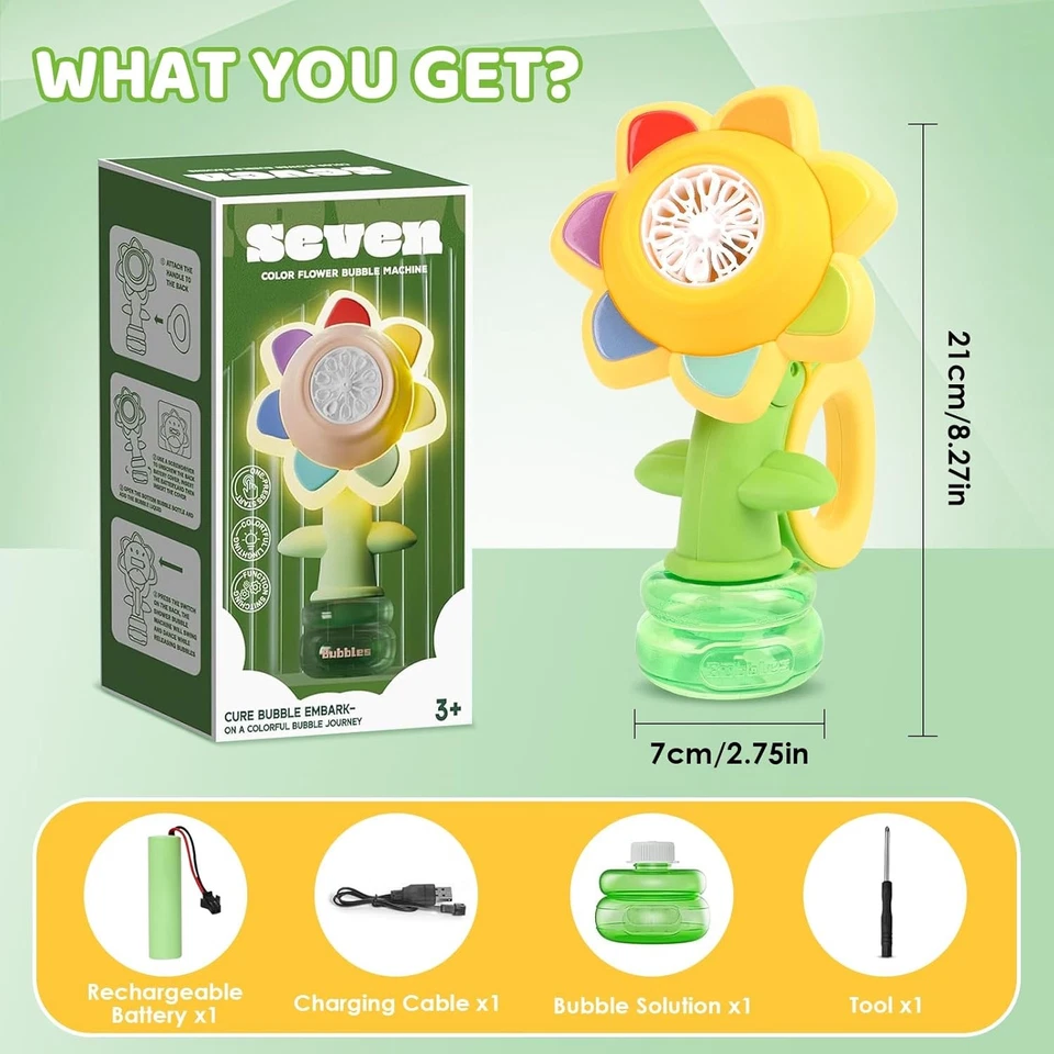 Seifenblasenmaschine für Kinder, Glühende luftblasen Maschine mit 3 modi 500mah - Bild 2 von 4