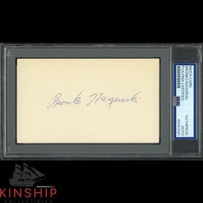 Bronko Nagurski signed 3x5 Index Card PSA DNA Slab Football HOF Auto C4981