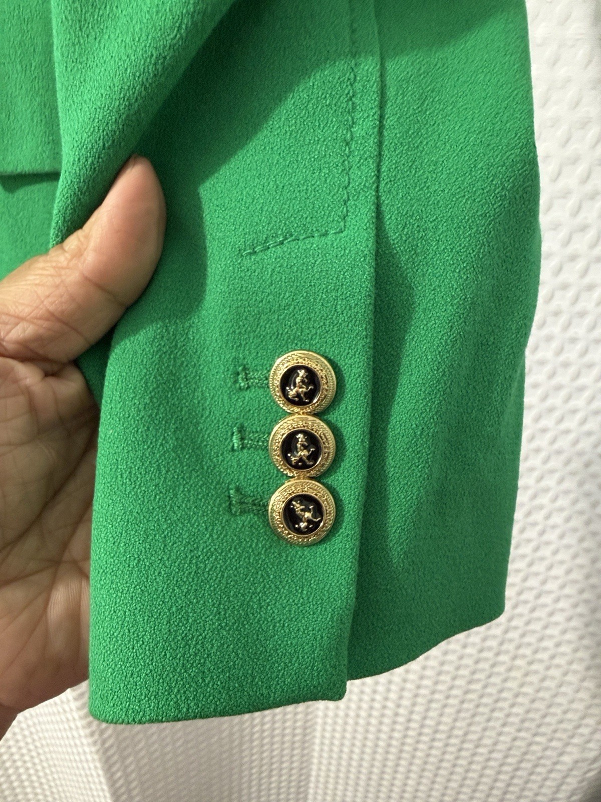 ZARA GREEN TAILORED DOUBLE BREASTED BLAZER WITH GOLDEN BUTTONS SIZE LARGE thumbnail 8