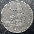 1876-S Trade Silver Dollar $1 VF Details Very Fine Graffiti
