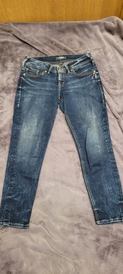 Silver Jeans Suki Low Rise Skinny Crop Jeans Womens 28/25  Blue Stretch Denim