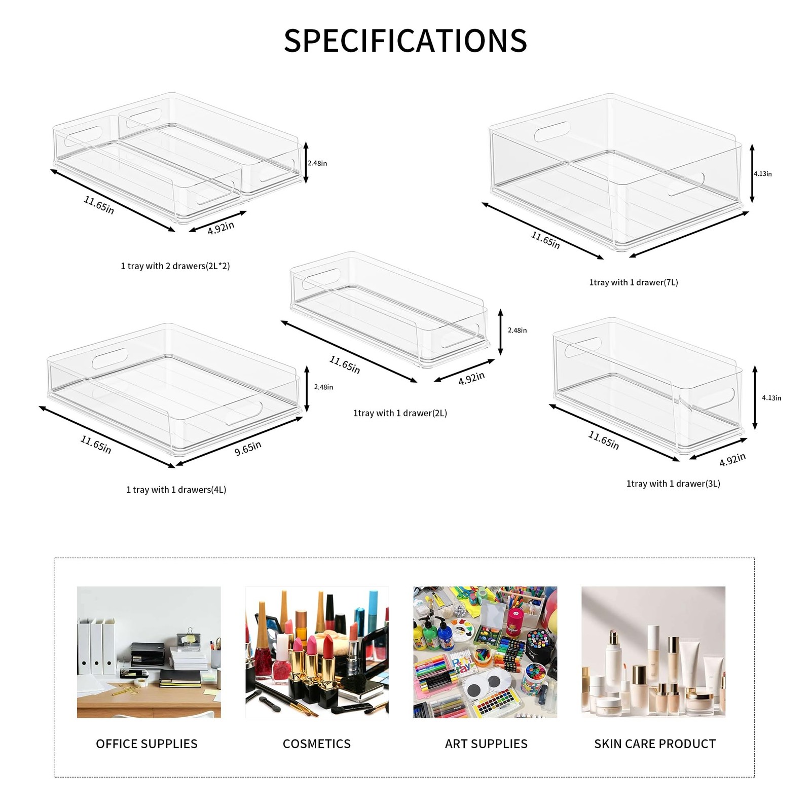 MineSign 6Pack Desk Organizer with Drawers Stackable Paper Letter Tray for Of...