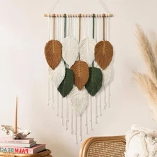 Boho Chic Home Decor Modern Bohemian Handmade Leaf Feather Wall Art Decorat