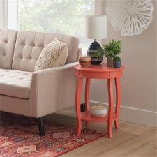 Bowery Hill Modern / Contemporary Wood Accent End Table in Coral Orange