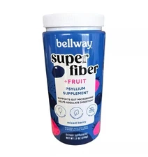 Bellway Super Fiber Powder + Fruit, Sugar Free Psyllium Husk Fiber 7.7oz Berry