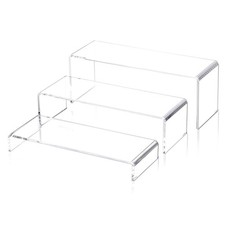 1 Set Large Acrylic Clear Display Risers, 3 Sizes 12" Rectangular Showcase Co...