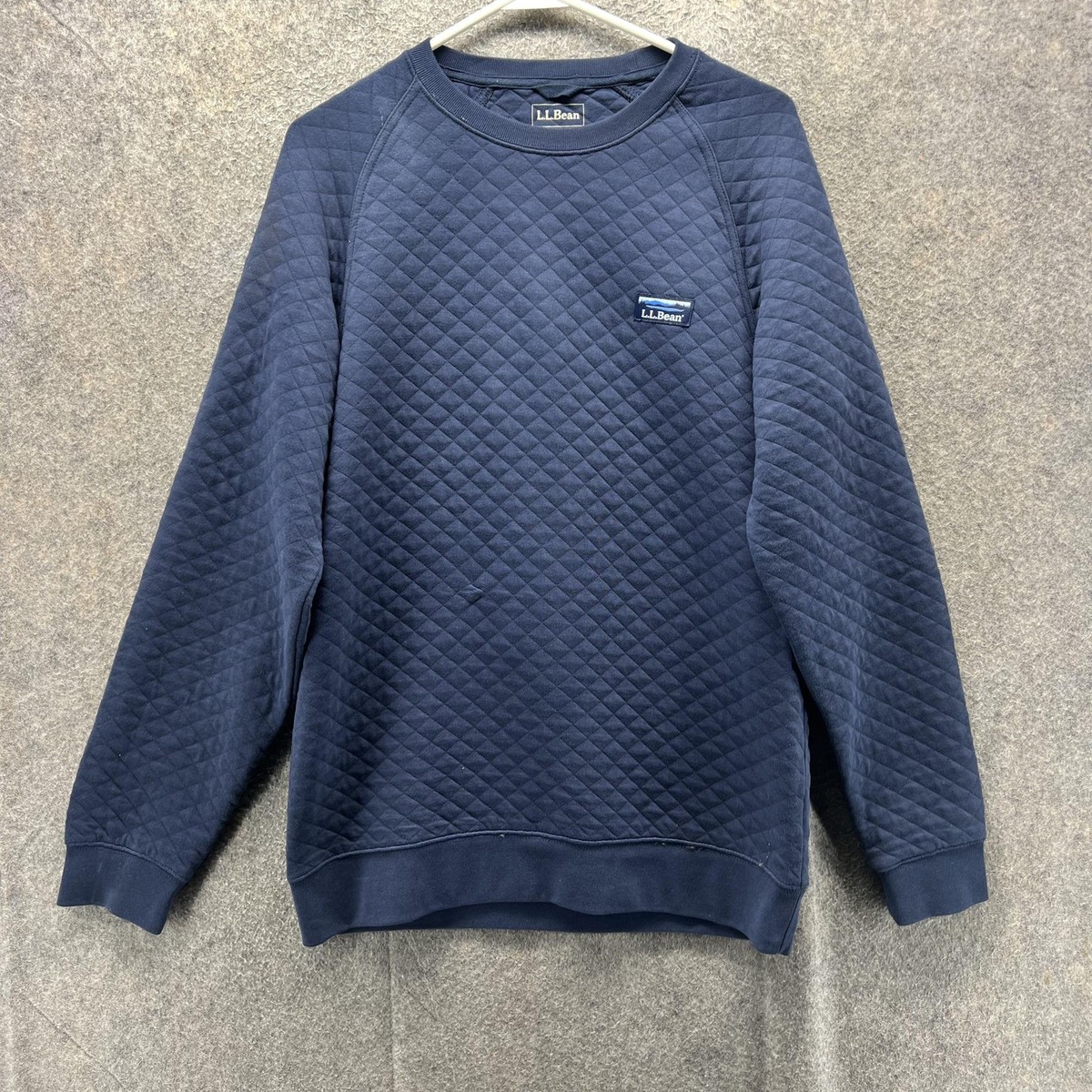 L.L. Bean Sweatshirt Mens Small Blue Quilted Crewneck Pullover 