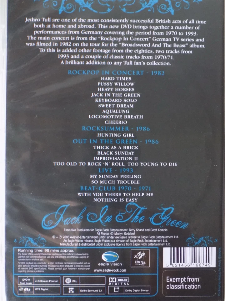 JETHRO TULL - Jack In The Green - Live In Germany 1970-1993 DVD AS NEW! - image 2 of 2
