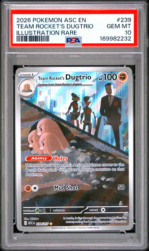 2026 Pokemon Ascended Heroes Team Rocket's Dugtrio #239 Illustration Rare PSA 10