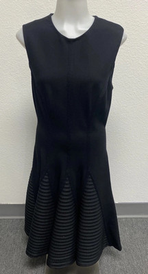 Vintage Lela Rose Black Knit Sleeveless Trumpet Dress Classic Women's 8