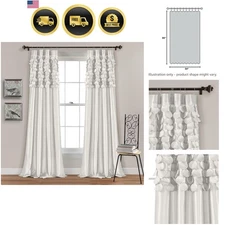 Window Curtains Panel Set Light Filtering Drapes Modern Style White 2pcs