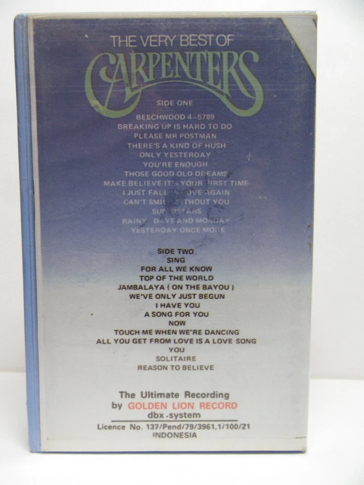 CARPENTERS - THE VERY BEST OF - INDONESIAN IMPORT CASSETTE - KING'S - G 1943 - Image 2 of 4