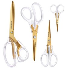 Acrylic Scissors Set, Office Scissors for Desk Gold, Clear Comfort-Grip Handl...