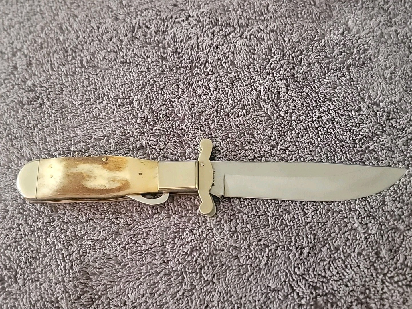 Parker Cutlery Japan 1982 Model K419 Safety Folder Knife Burnt Bone Stag Mint