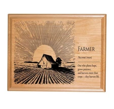 Decorative Plaque Alderwood 8" X 10" Farmer and Home Laser Engraved Wall or Desk
