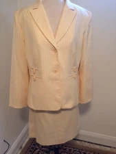 Travis Ayers women's light yellow skirt suit, size 14