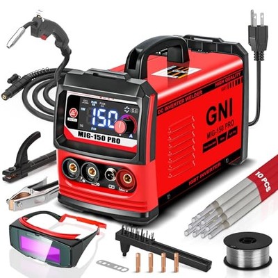 GNI Multiprocess Welder, MIG/TIG/Stick Welding Machine, IGBT Inverter Red
