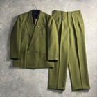[vintage] Setup double suit three piece khaki yellow